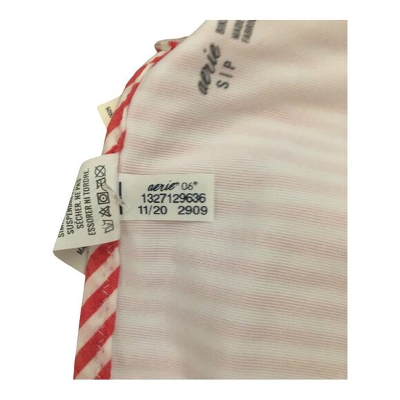 Aerie NWT Red White Striped Seersucker Ruffle Bikini Bottoms Small Boho Chic - Picture 11 of 13